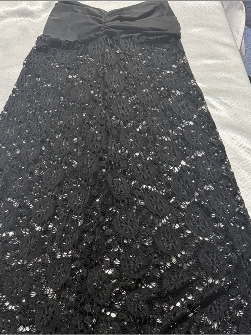 Black Crochet Lace Maxi Swim Cover-Up